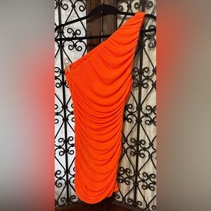 Source Unknown One Shoulder Orange Dress